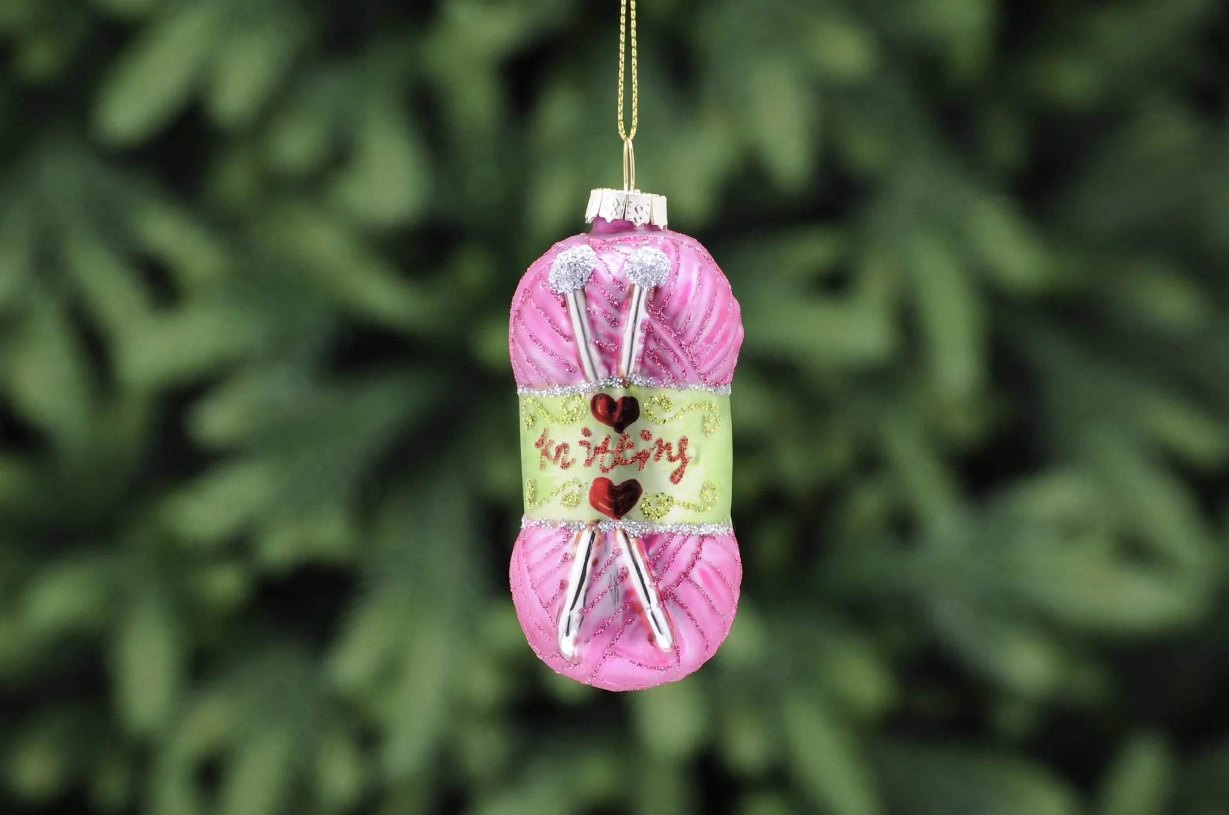 Bauble - Glass pink wool