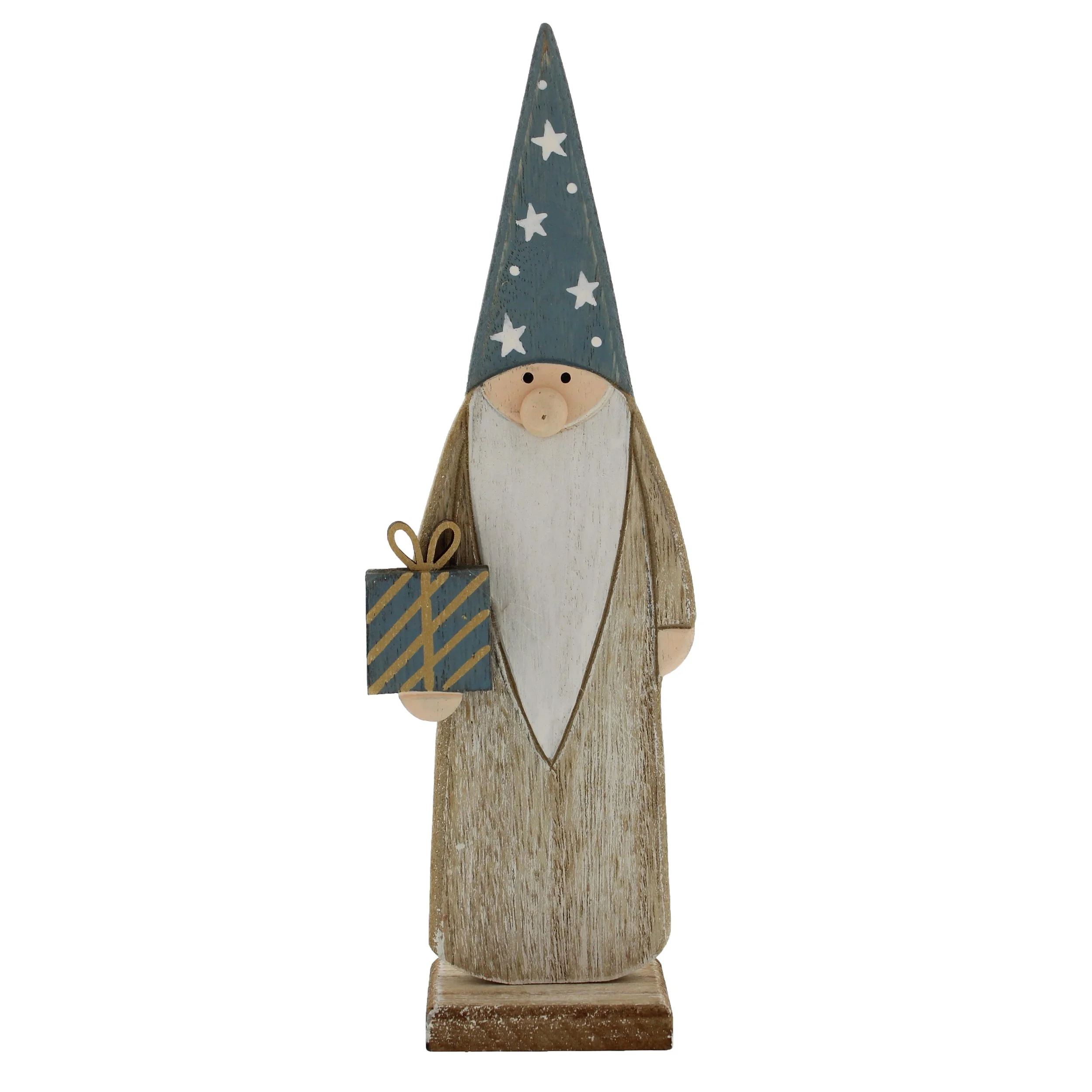 Wooden Santa with blue hat