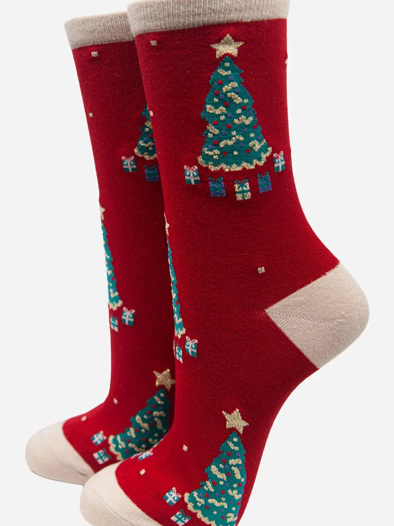 Socks - Christmas tree red for her