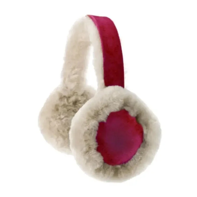 Luxury Sheepskin Earmuffs - Raspberry