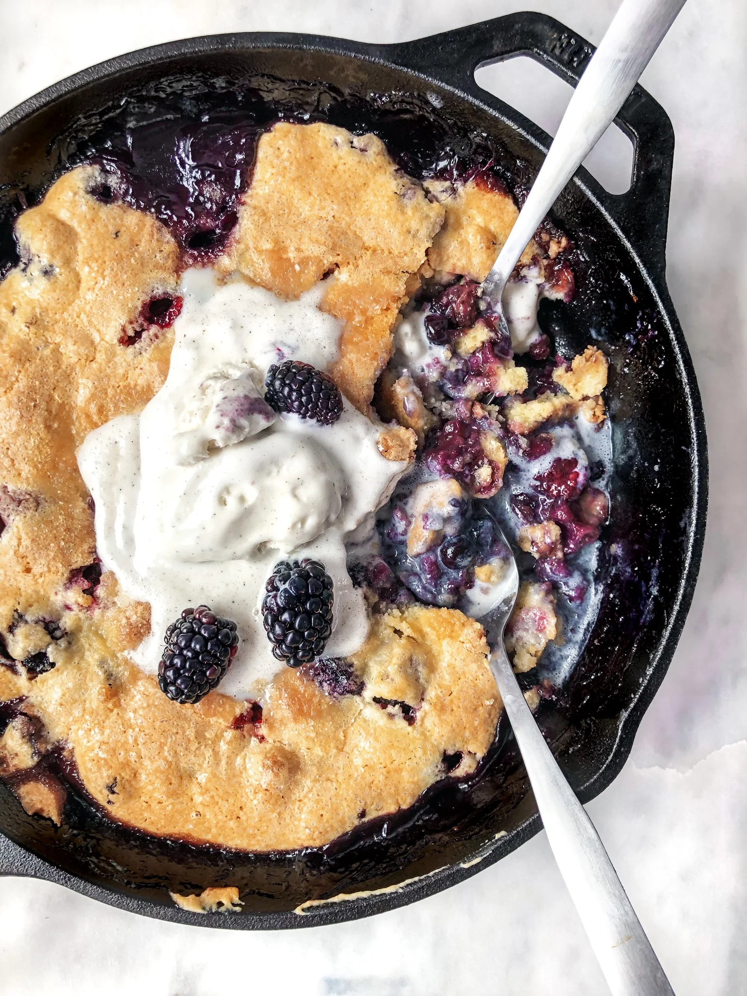 Triple Berry Skillet Cobbler