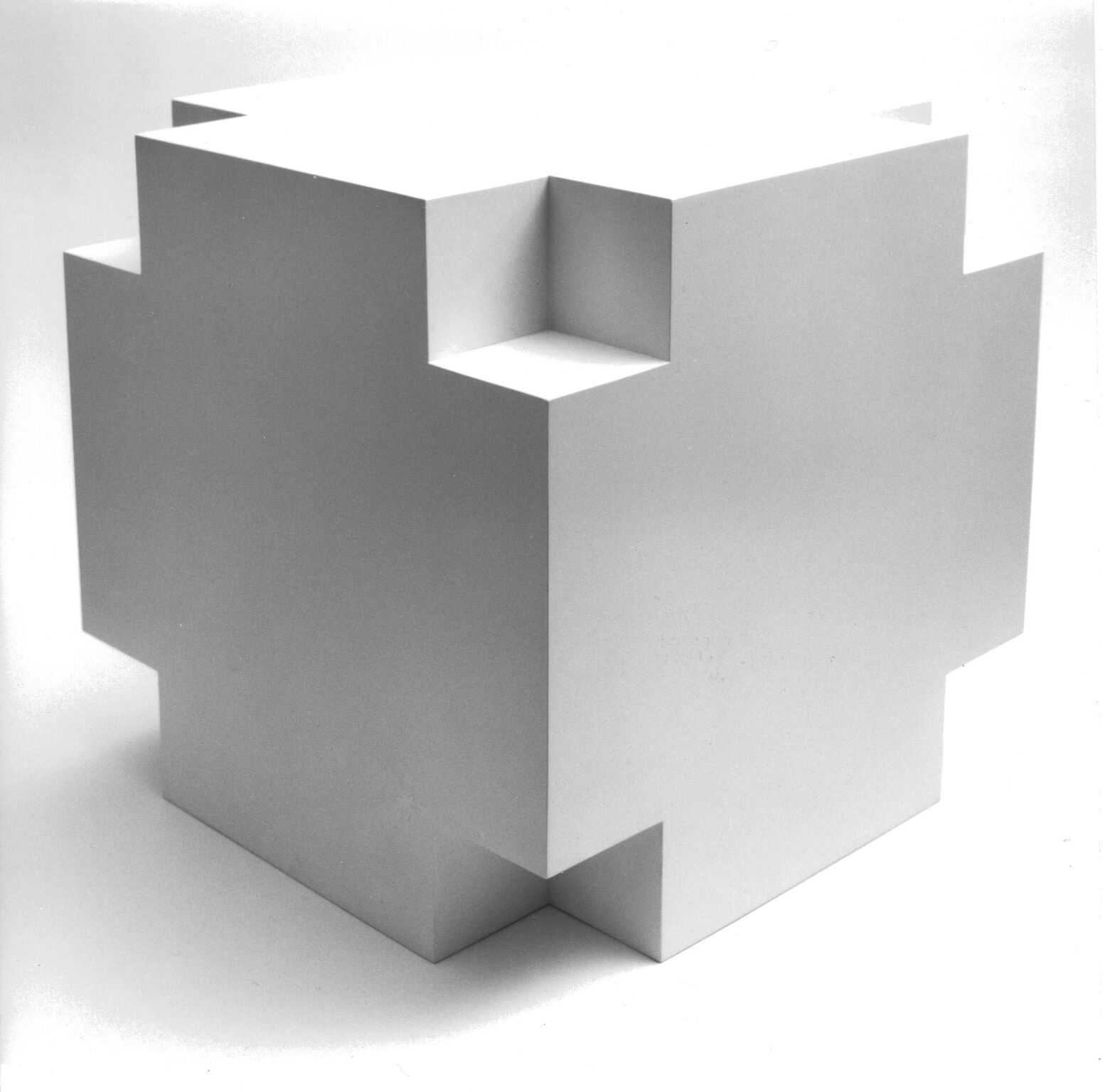  Ewerdt Hilgemann  Cube Structure 134 #720134 , 1972 wood, painted white 23 5/8 x 23 5/8 x 23 5/8 in &nbsp;(60 x 60 x 60 cm) 
