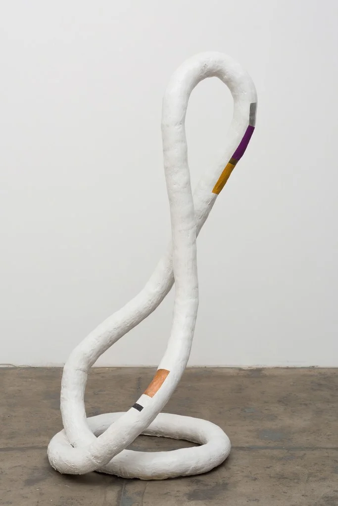 Karen Lofgren Trace Elements: Calcium Form , 2017 aluminum, calcium carbonate, manganese, cobalt, copper leaf, aluminum leaf, marble dust, and polymer 67 x 27 x 27 in (170.2 x 68.6 x 68.6 cm)