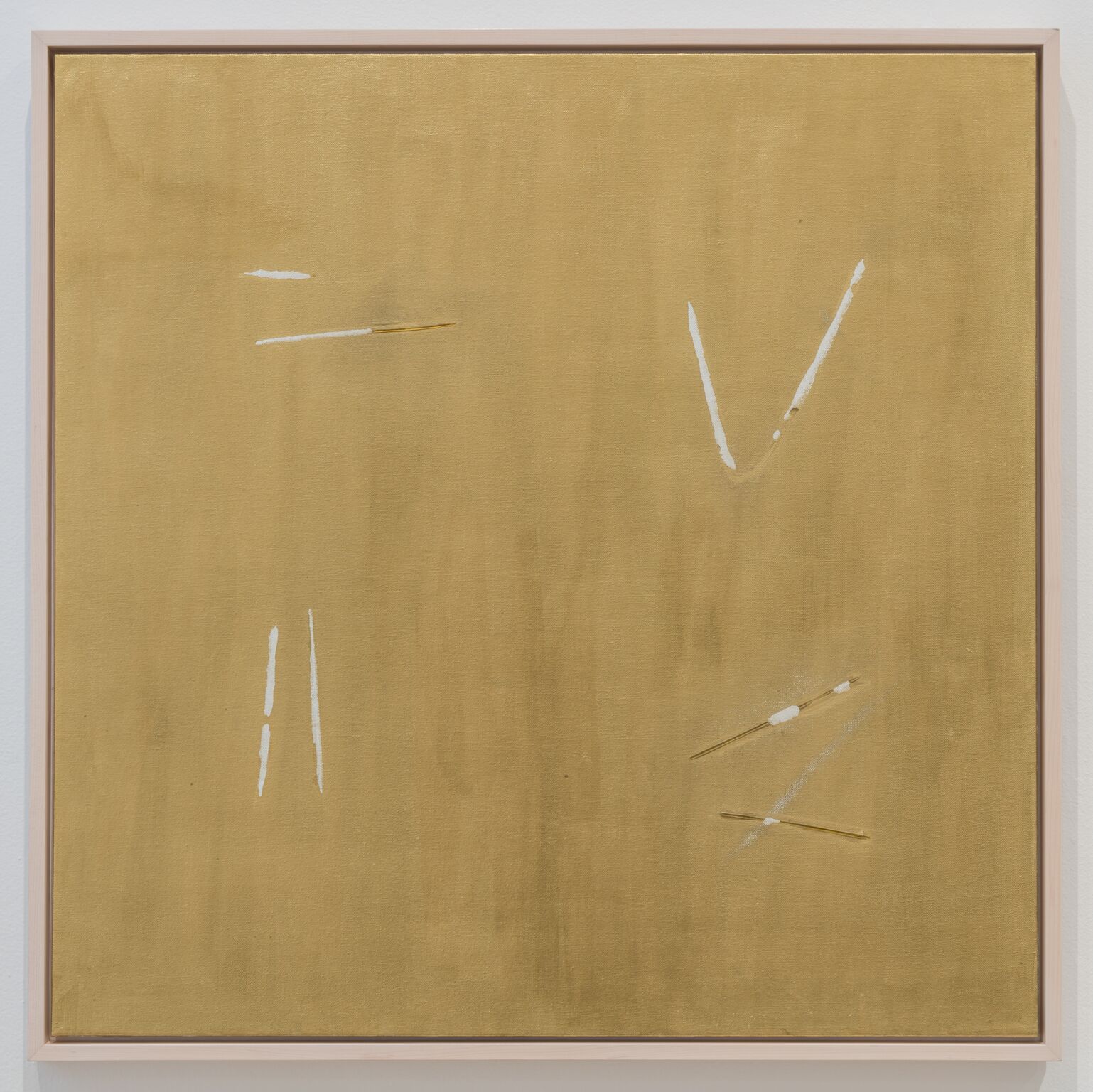 Alejandro Diaz Repeal (Hangers) , 2017 14K gold pigment and acrylic medium on canvas 30 x 30 in (76.2 x 76.2 cm)
