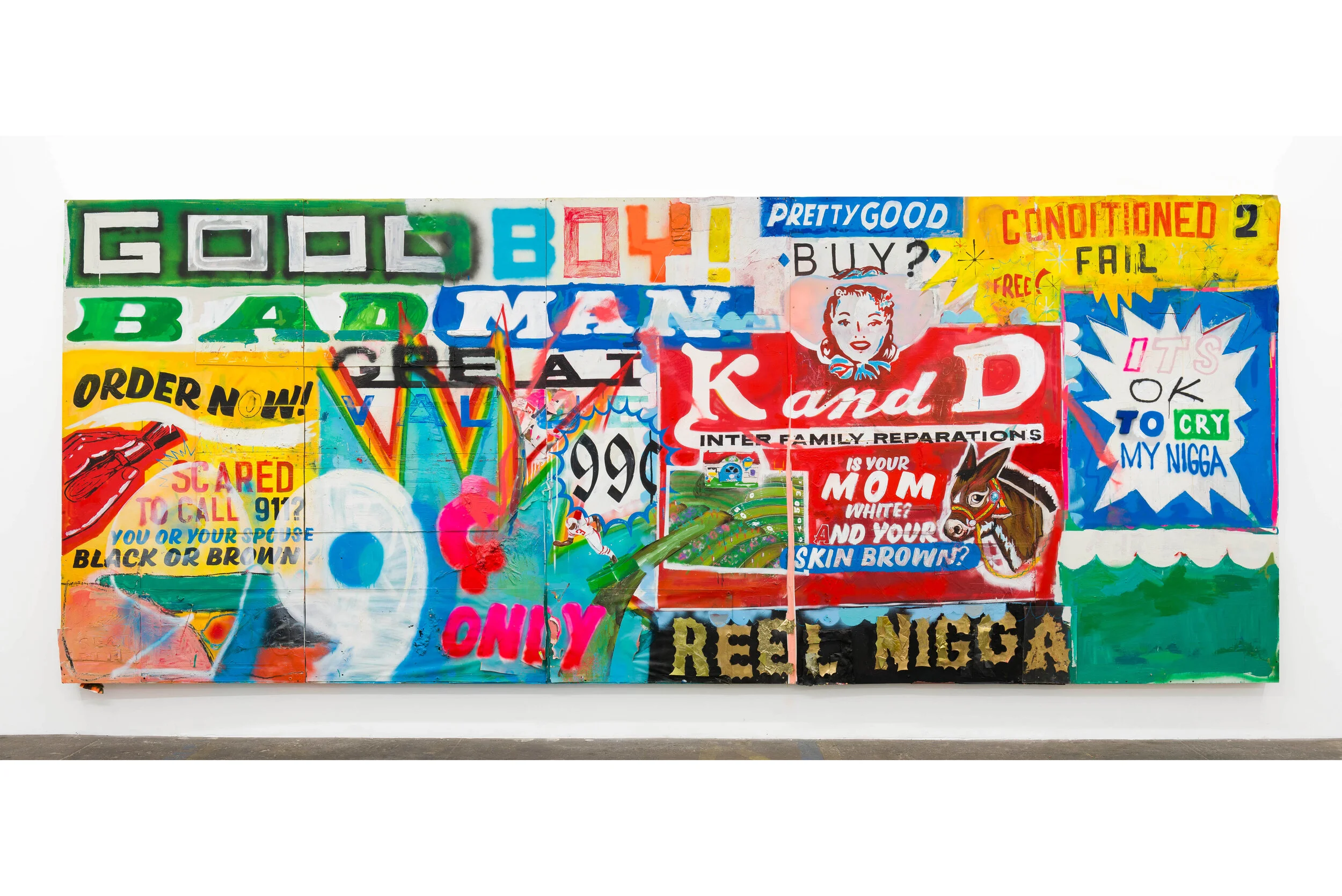 Devin Reynolds Pretty Good , 2019 mixed media 96 x 240 in (243.8 x 609.6 cm)