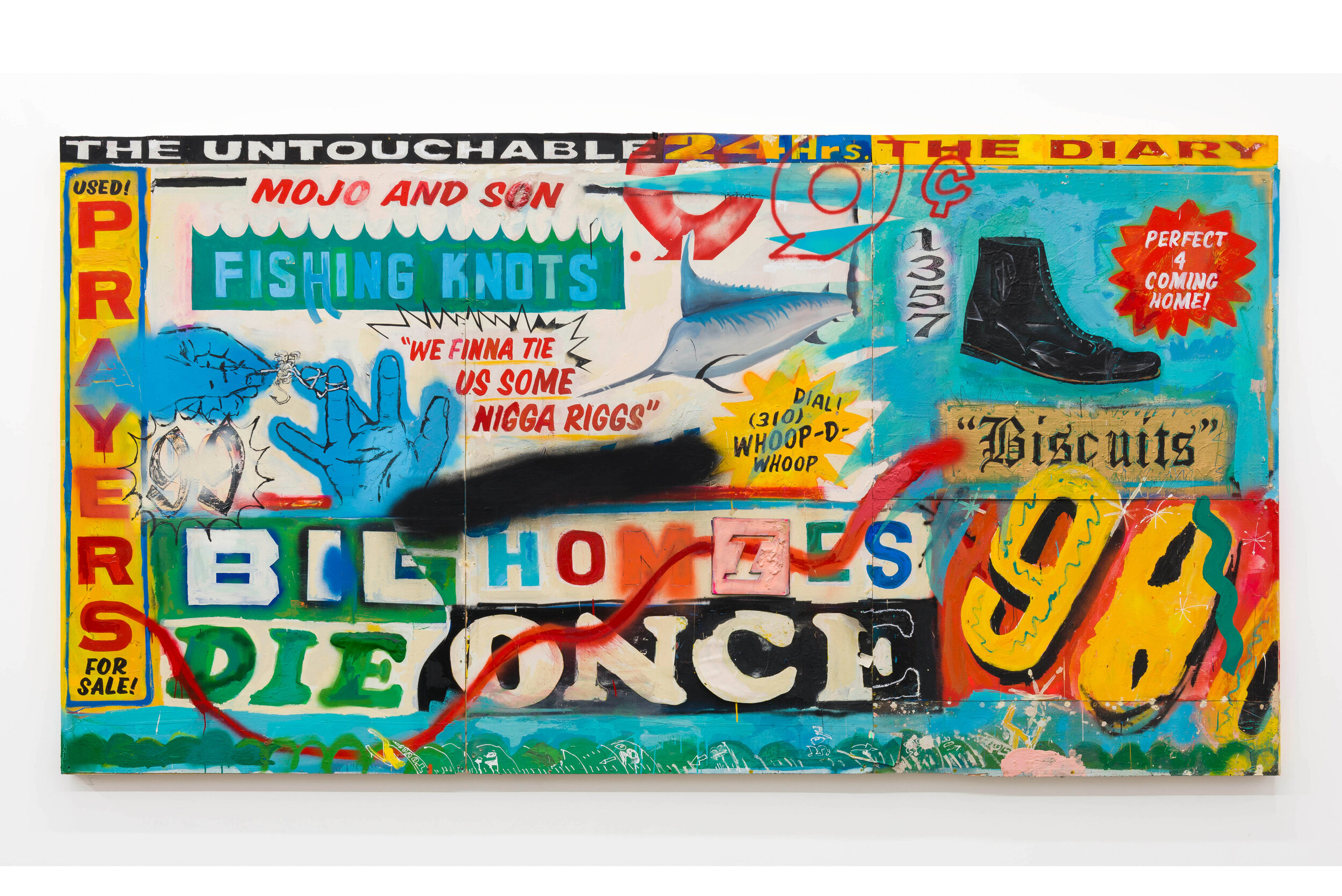  Devin Reynolds  Again and Again , 2019  mixed media 72 x 144 in (182.9 x 365.8 cm) 