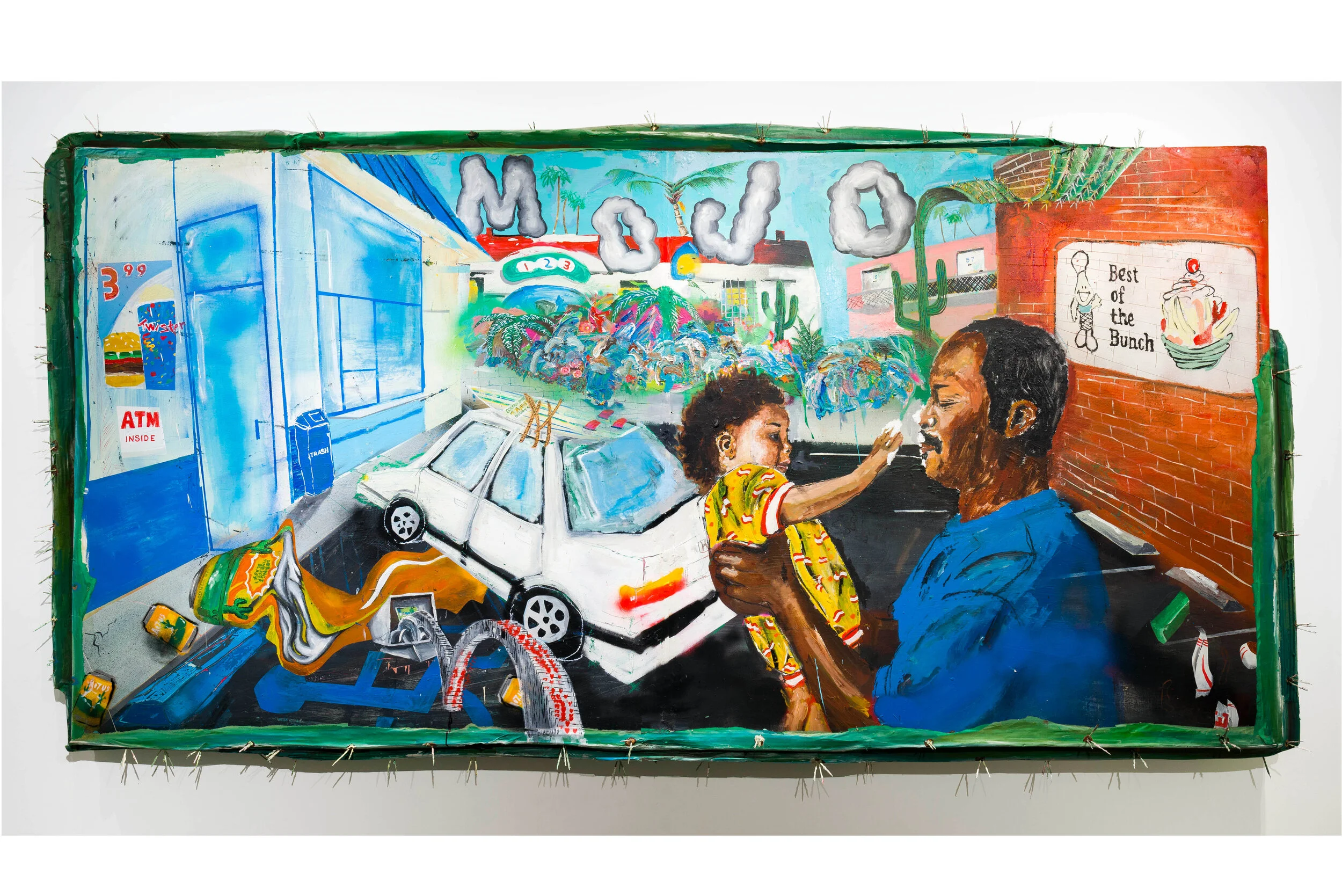 Devin Reynolds Shuga Baby , 2019 acrylic and spray enamel on wood panel 48 x 96 in (121.9 x 243.8 cm)