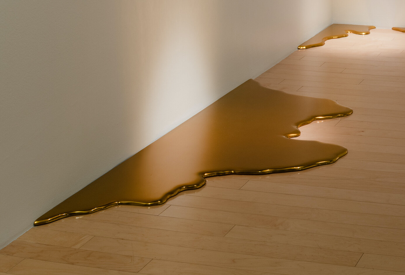  Karen Lofgren  Gold Flood , 2009 automotive paint on wood 3/4 x 96 x 40 in (1.9 x 243.8 x 101.6 cm) 