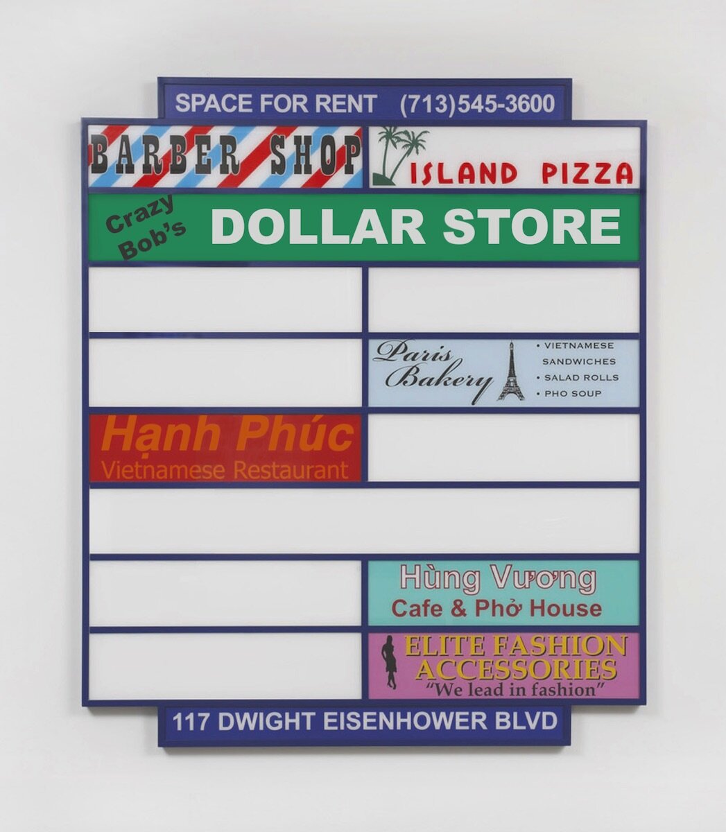  Ken Lum  117 Dwight Eisenhower Blvd , 2009 plexiglass, enamel paint, powder-coated aluminum 97 x 82 x 2 in (246.4 x 208.3 x 5.1 cm) 