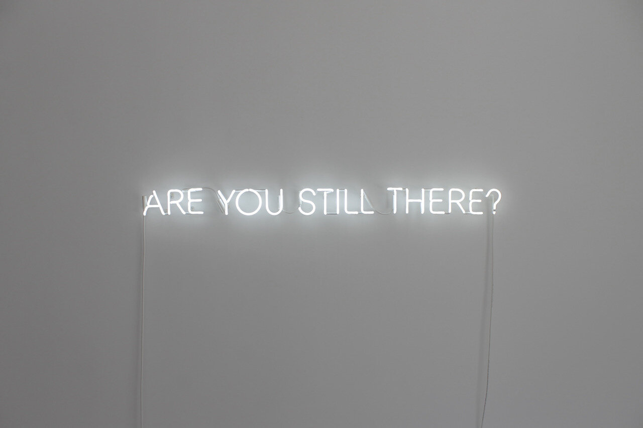  Kristin McIver  Are you still there? , 2015 neon, acrylic 55 1/2 x 4 in (141 x 10.2 cm) 