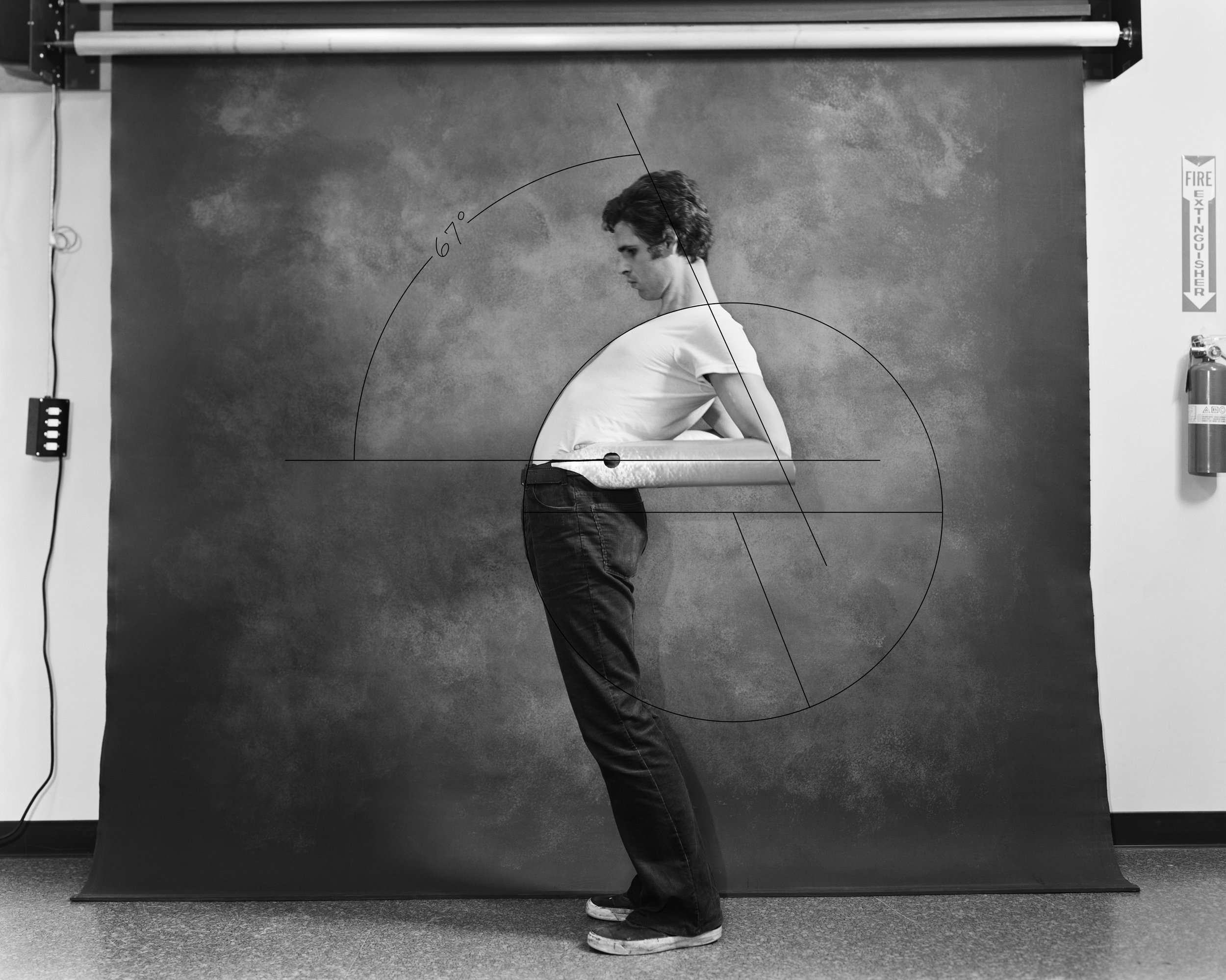  Robert Cumming  67-Degree Body Arc Off Circle Center , 1975/2020 archival digital pigment print 60 x 80 in&nbsp; (152.4 x 203.2 cm) 