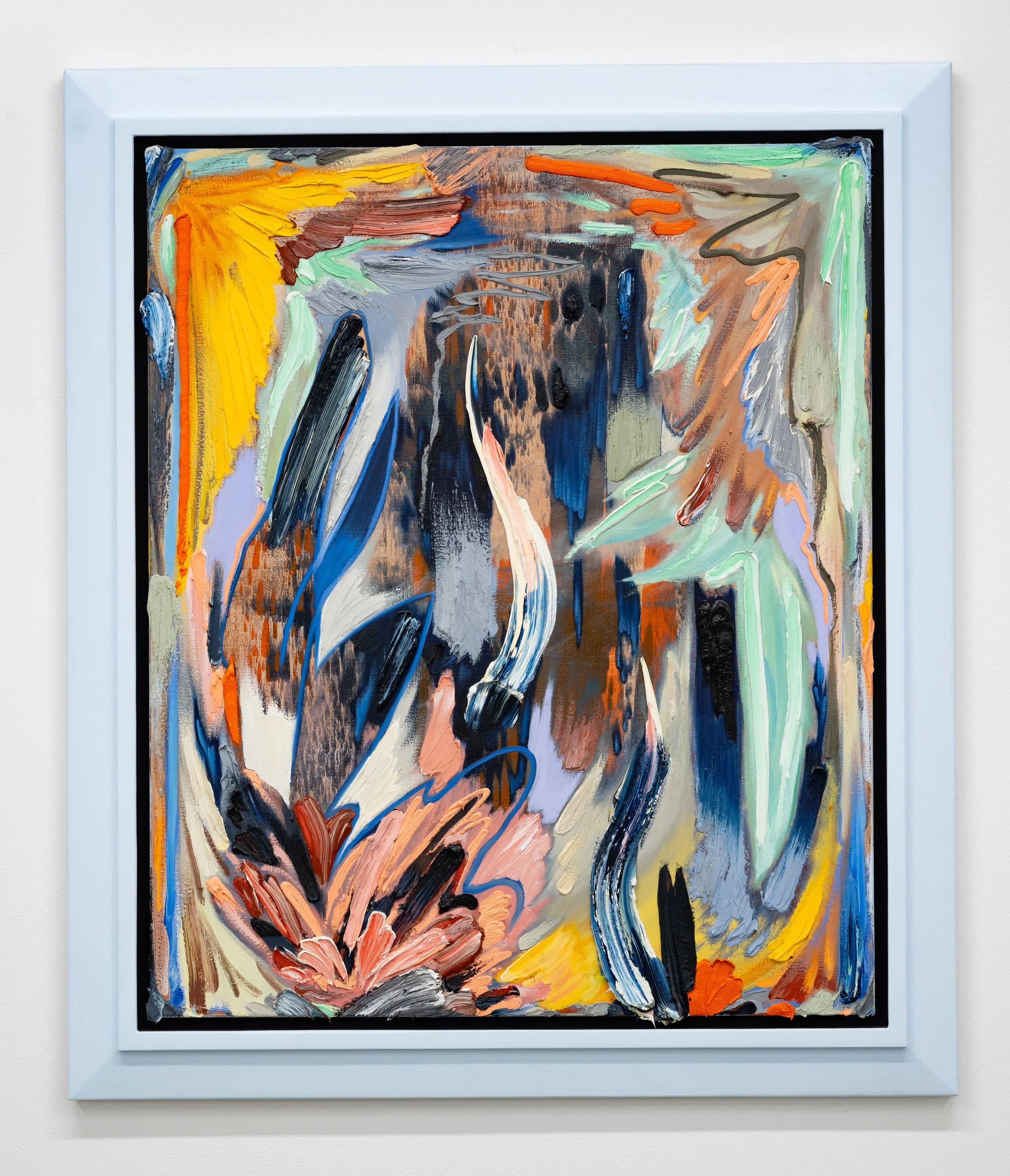   Receding, Shy Daylight , 2024 oil on canvas in artist frame 43 x 37 in (109.2 x 94 cm) 