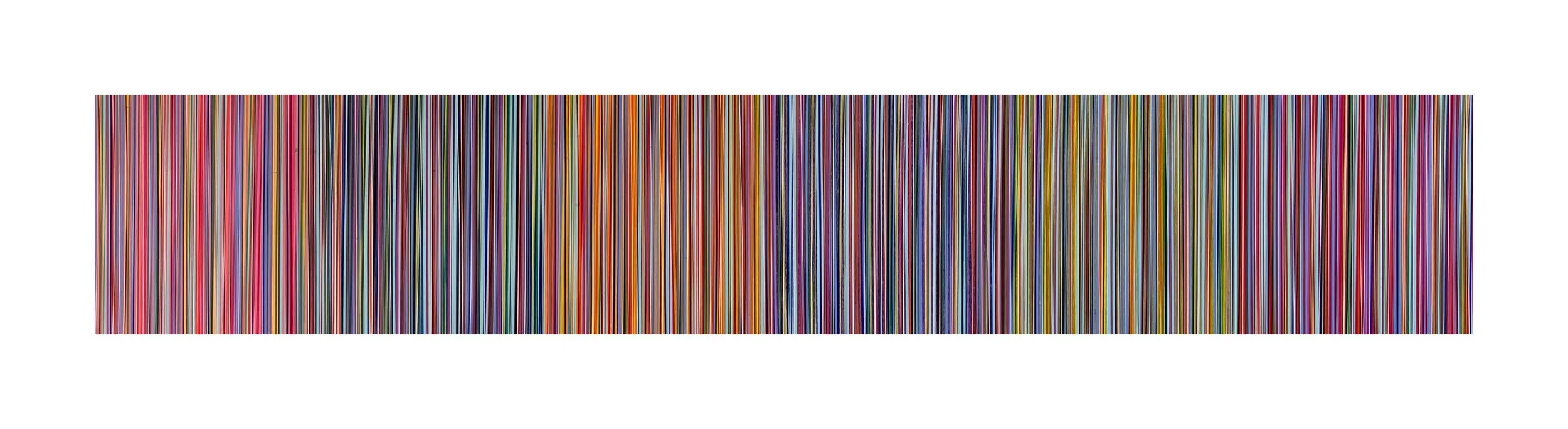   specific object (color bars) , 2026 acrylic on canvas 14 x 83 in (35.6 x 210.8 cm) 