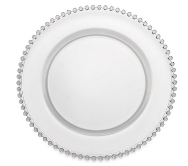 Clear Beaded Glass Charger