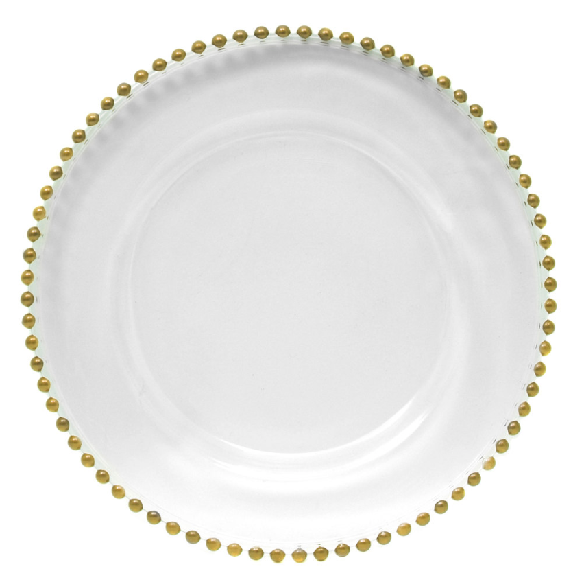Gold Beaded Glass Charger