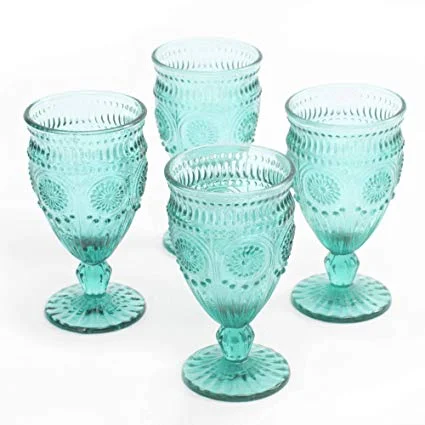 Teal Glass Goblet 10oz