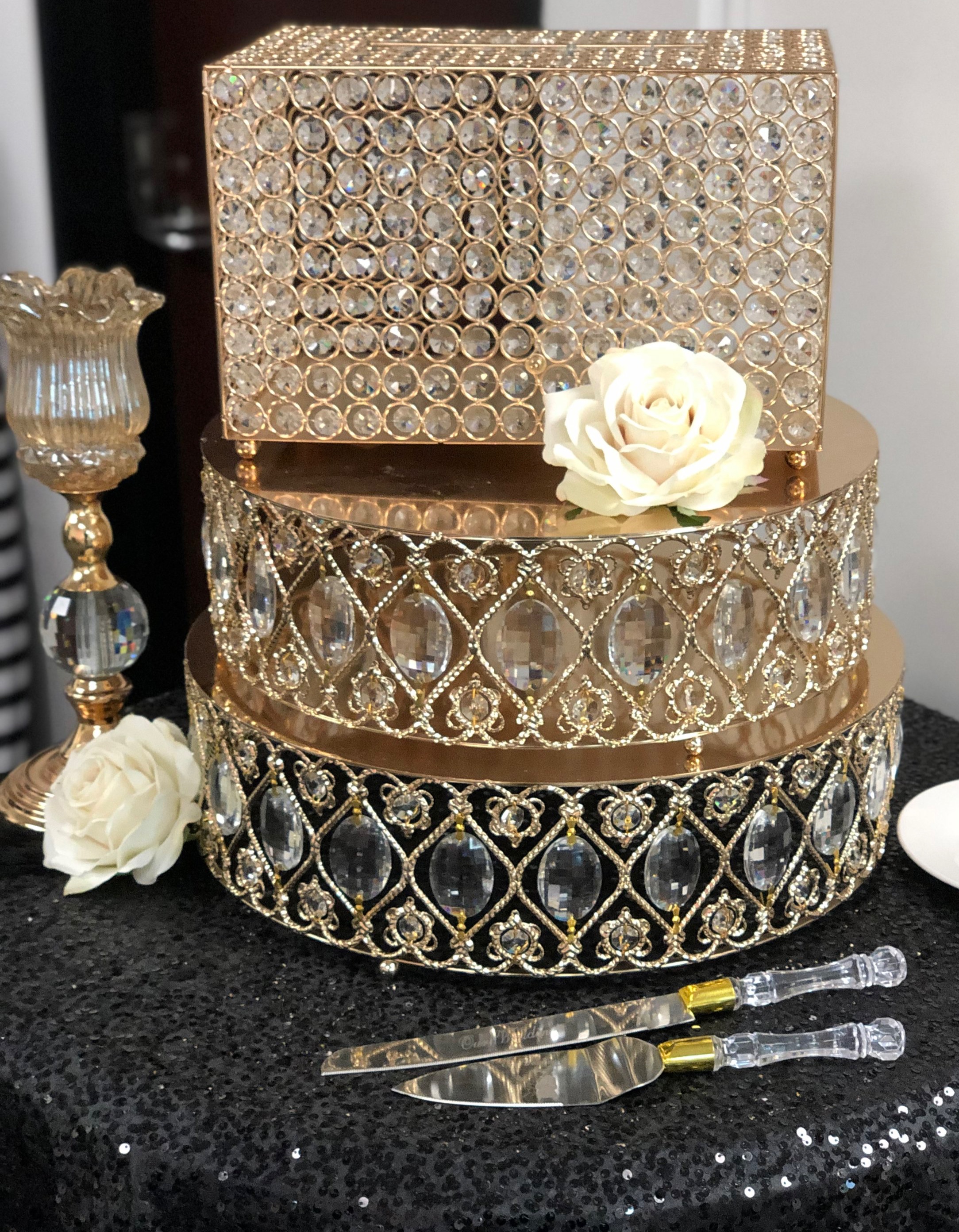 Large Gold Crystal Cake Stands