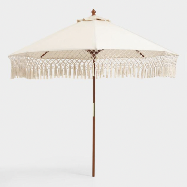 9ft Natural Fringe Umbrella