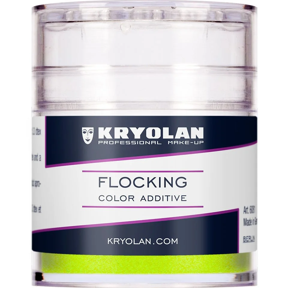 Kryolan Flocking Color Additive in UV Yellow used to create the fuzzy tennis ball nail texture.