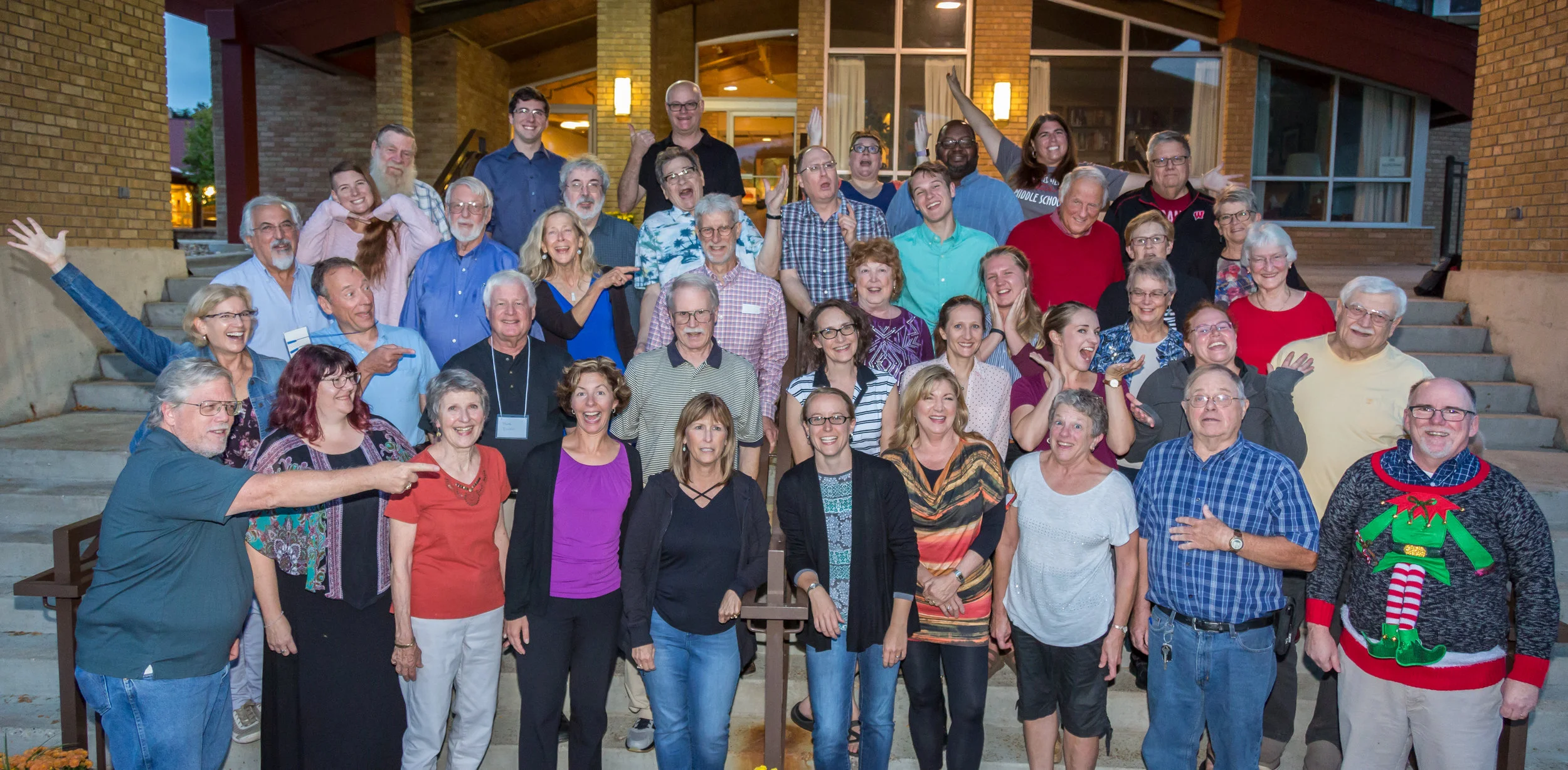 Members of the 2018 chorus having fun before a recent rehearsal.