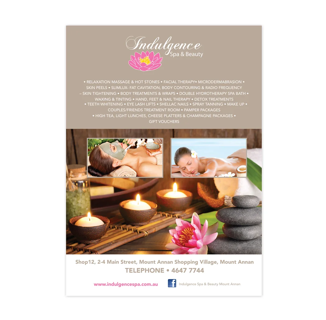INDULGENCE SPA AND BEAUTY ADVERT