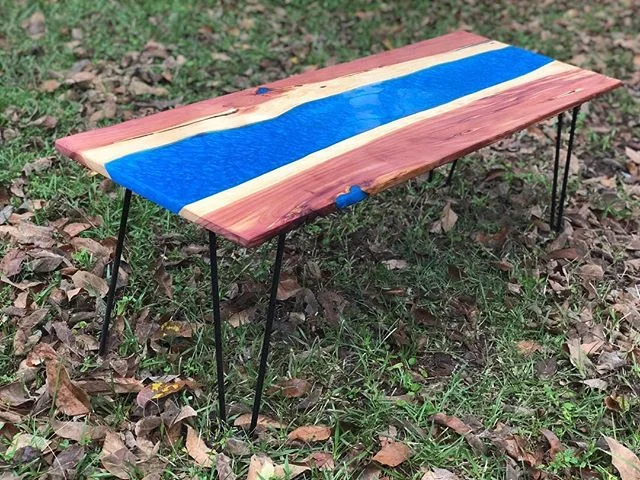 A finished table ready for its new home. It was fun to build something with someone else in mind as I made it. I know it will serve its new family well holding craft beer, catching toddler drool, and looking beautiful.