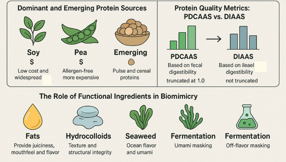 An overview of protein and functional ingredients used in plant-based fish analogues.