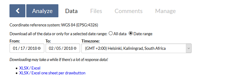 Choose the “Date range” option when you want to download data between exact dat es.