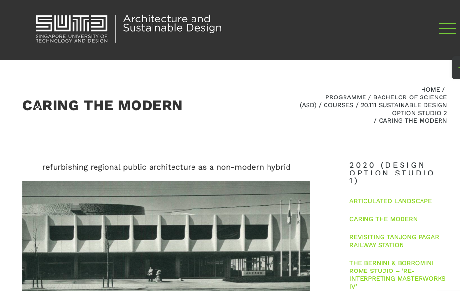 Academic - SUTD Option Studio Fall 2020