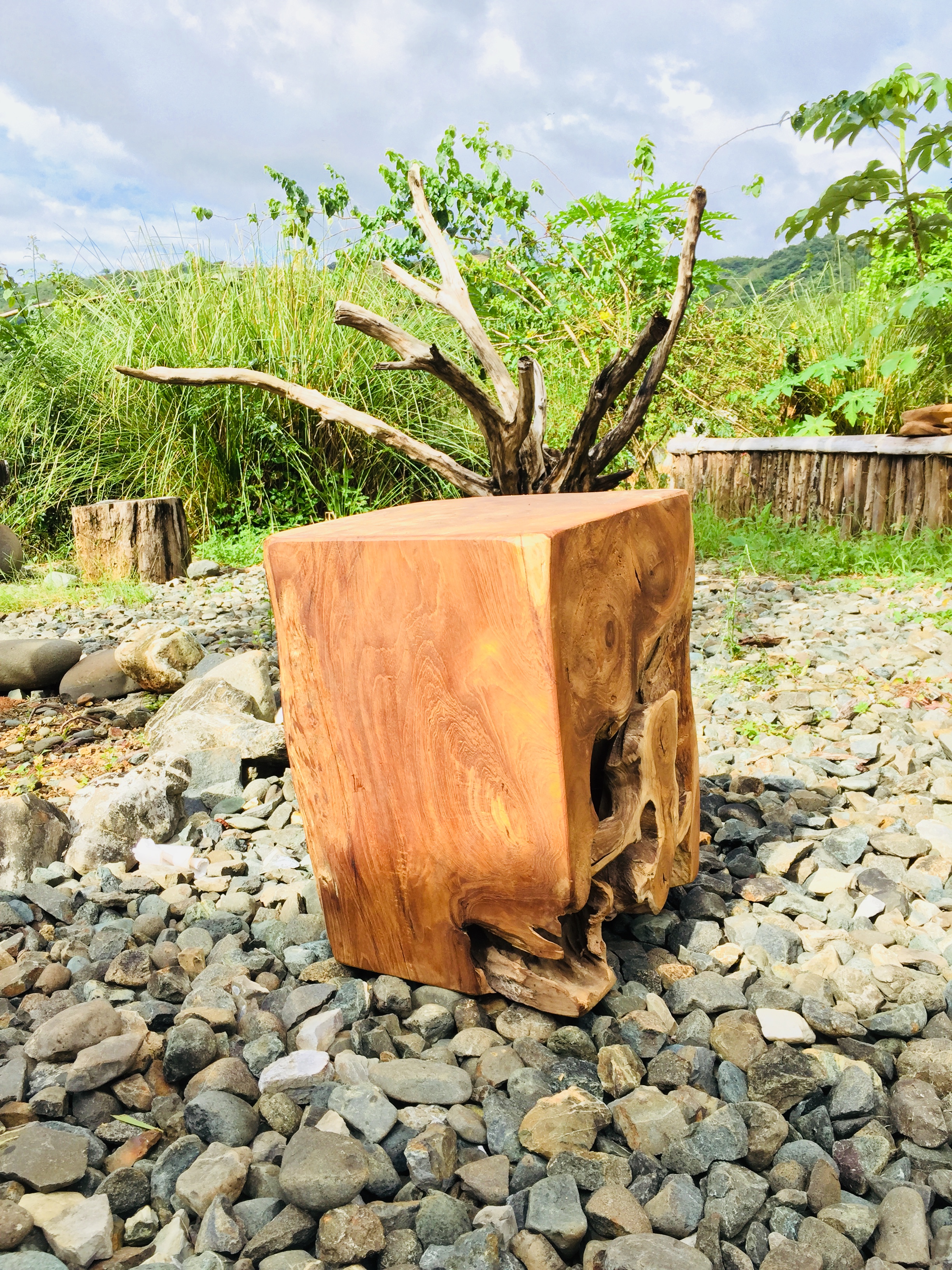 Square Bloc Stool Teak