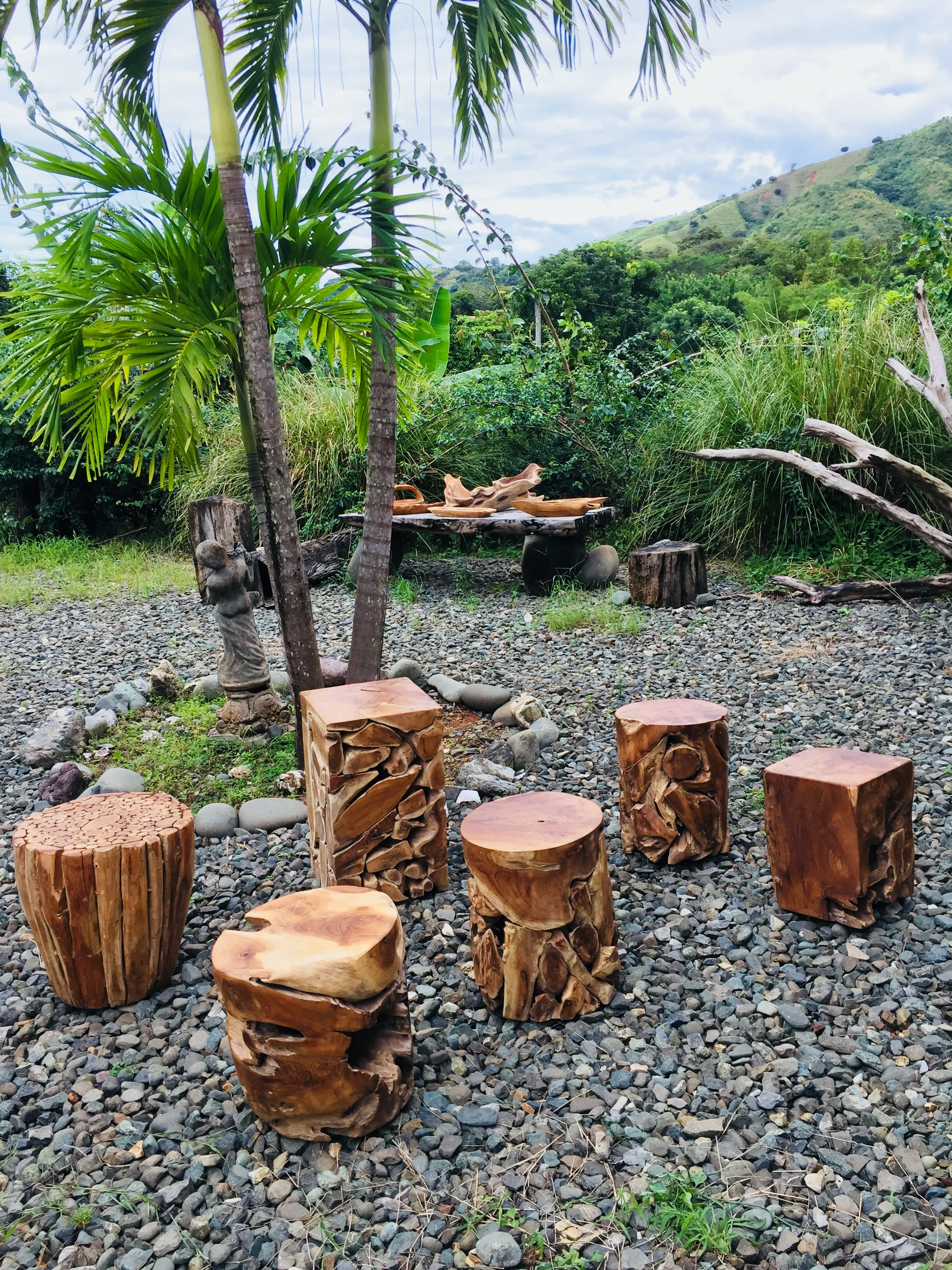 Square piece teak stool