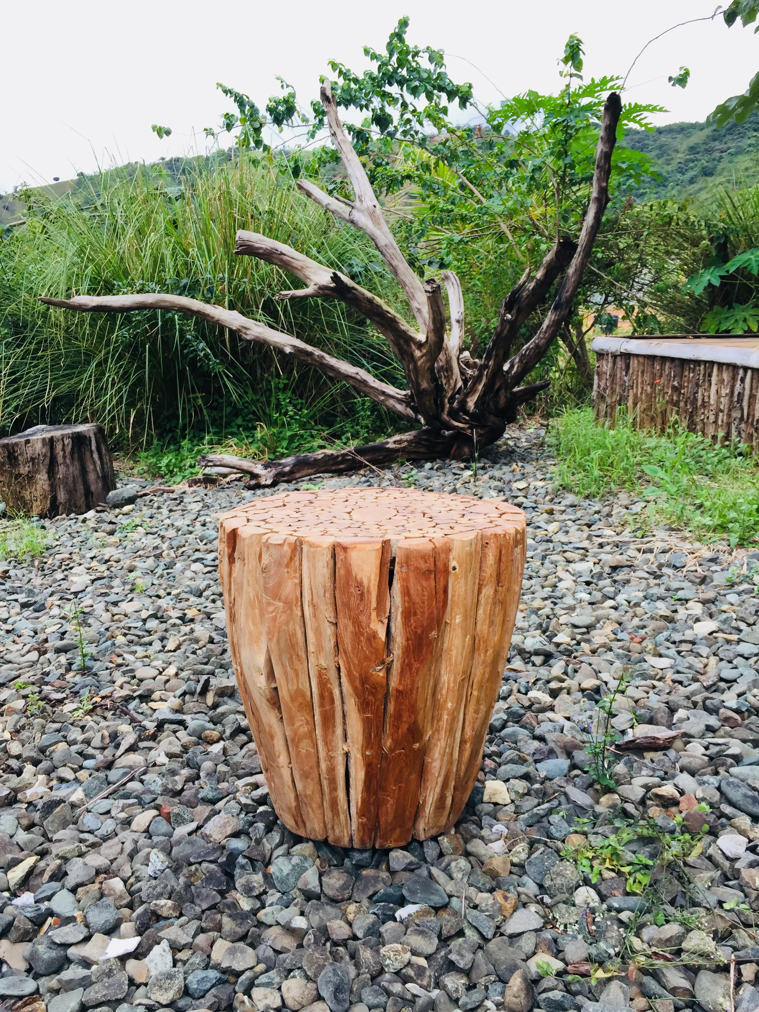Round Teak Blade Stool