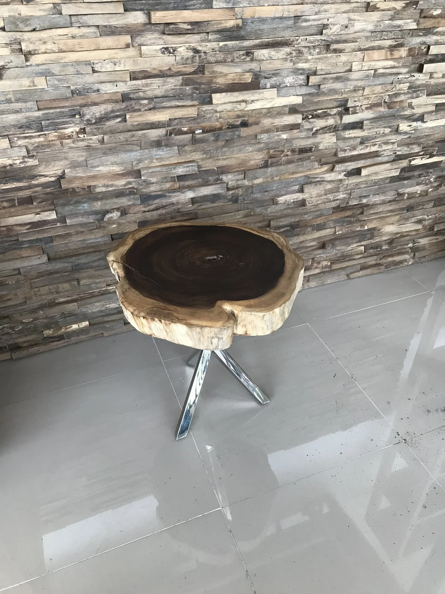 Side Table Stainless &amp; Wood