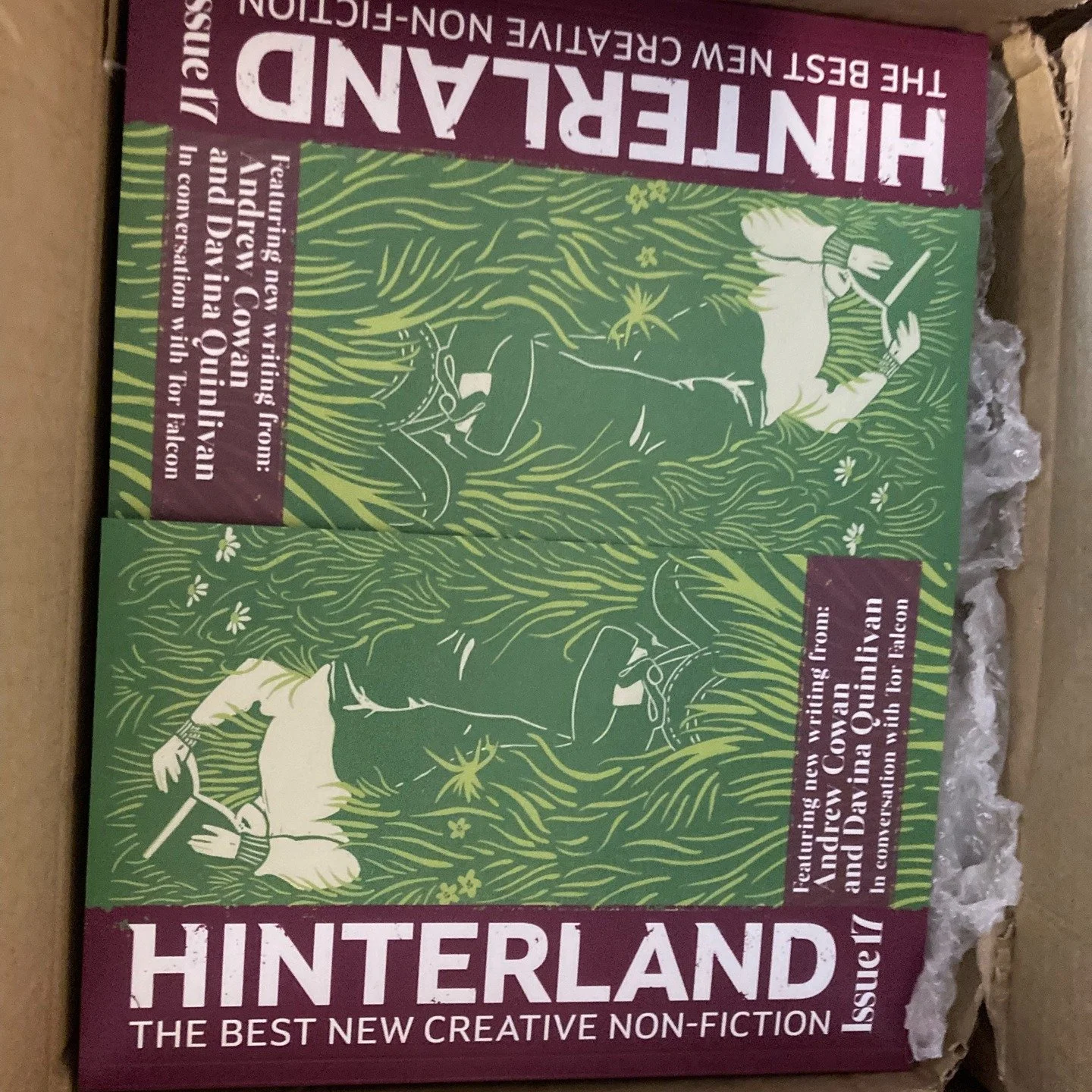 After an unexpected delay at the printers, we were delighted to take delivery yesterday of the latest issue of Hinterland. We've already packed up and posted pre-orders and subscriptions, so keep an eye in your post box in the next day or two! If you