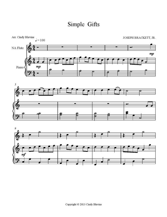 Simple Gifts (Easy) (Flute and Piano)