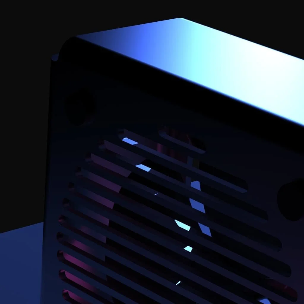 Folded sheet metal desk fan #fordesignworkout . Trying mirroring a physical lighting setup I previously featured in keyshot. A solid assembly of fan, cable and potentiometer allows adapting to difference designs, functions and orientations where the 