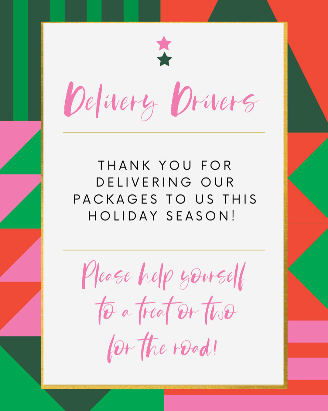 Available again this year- the DELIVERY Driver Printable to make your delivery person's day a little bit merrier. This is a tradition we do with our kids every year to remind them that a little kindness goes a long way. And if your foyer looks like m