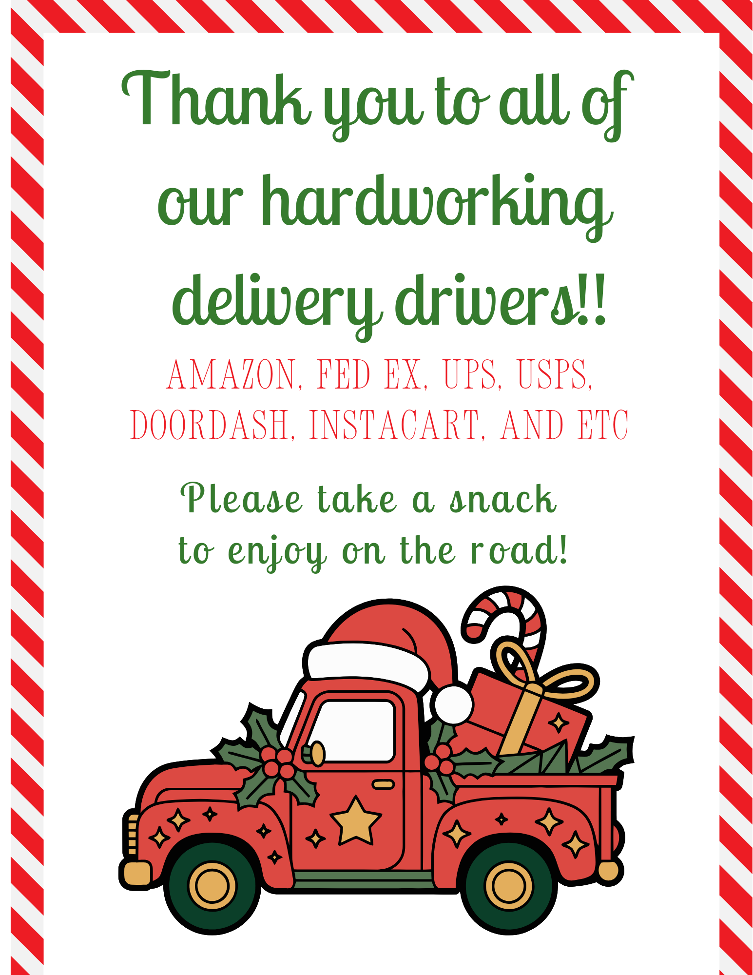 Delivery Driver Thank You!