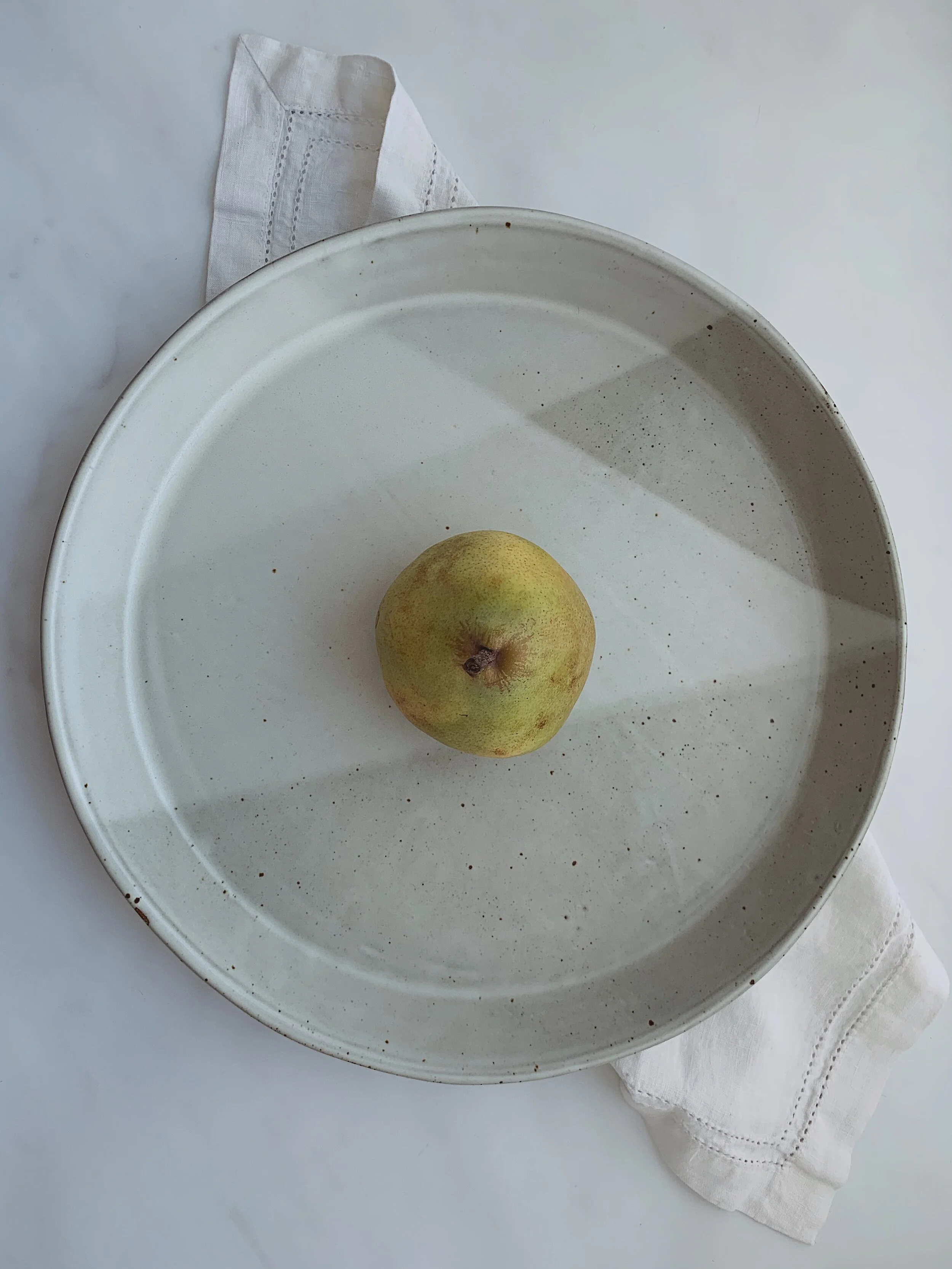 Large Serving Platter in White Stone (matte, multi-dip)