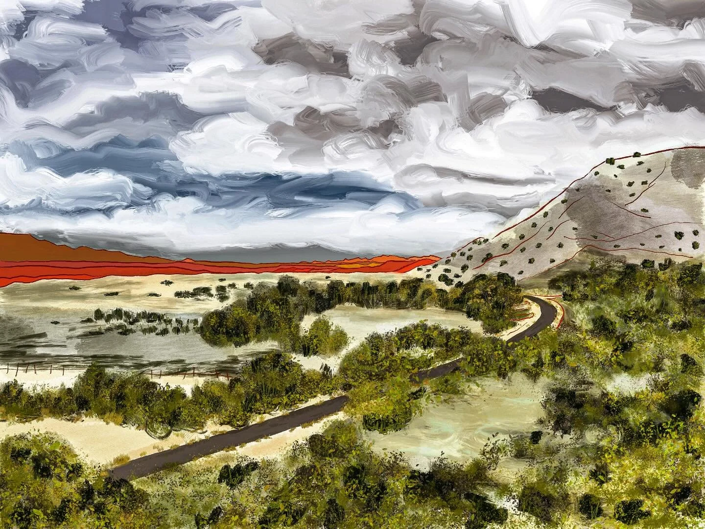 &ldquo;Her View&rdquo;
.
This is Miss O&rsquo;Keefe&rsquo;s view of the Chama River valley from her home and studio in Abiquiu. She made several paintings of this view, each a little more abstract than the last. It means so much to me to be able to v