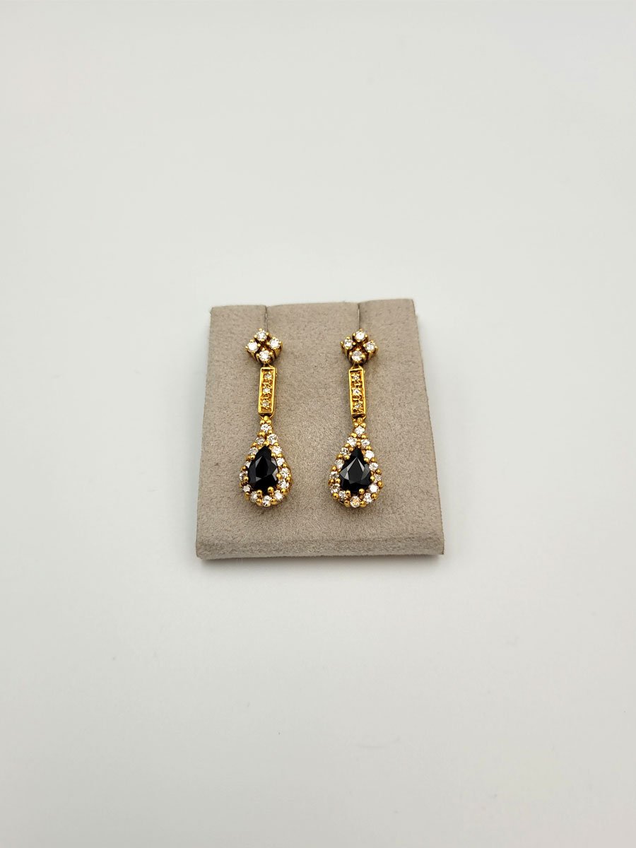 Ohrhänger Gelbgold Saphir und Diamanten