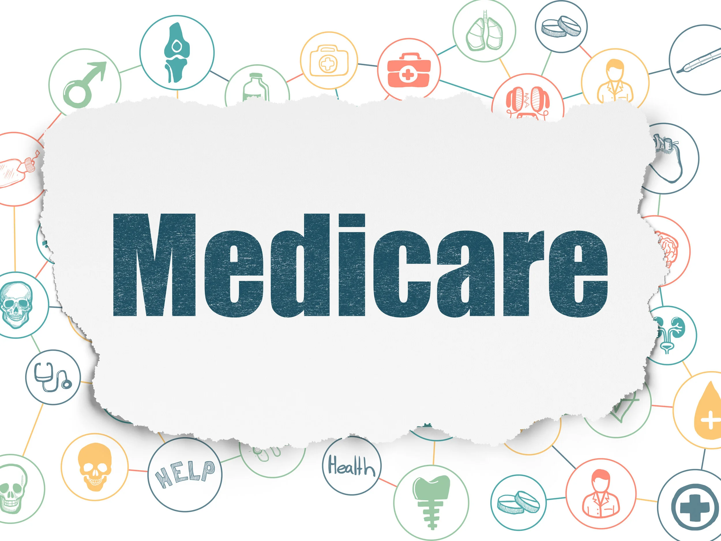 Medicine concept: Medicare on Torn Paper background