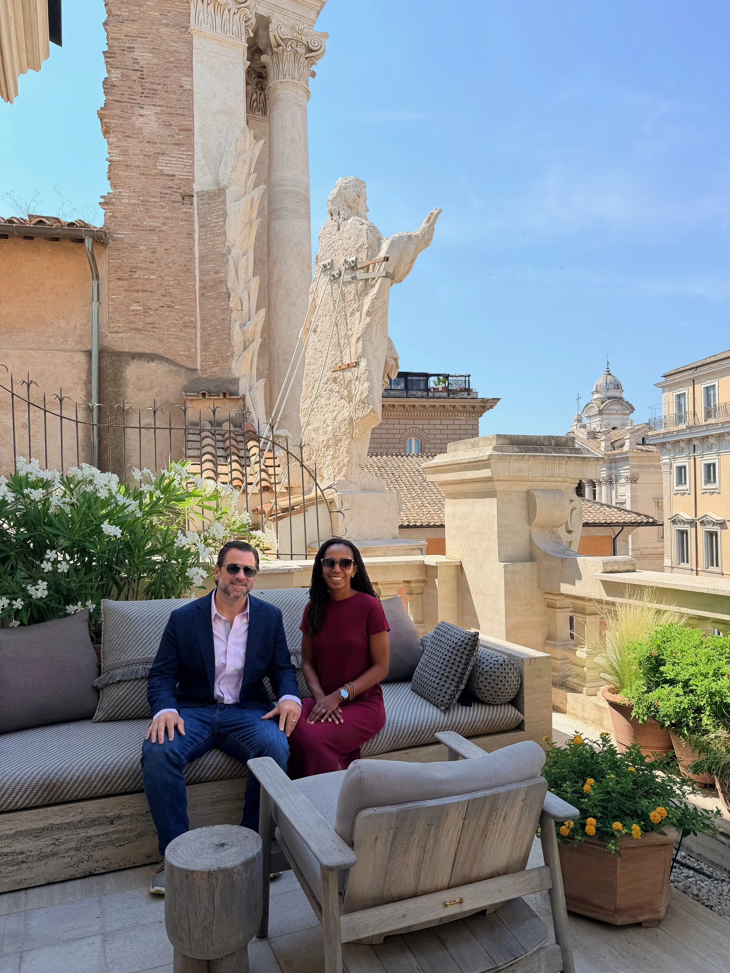Perspectives Travel team on suite balcony at Six Senses in Rome