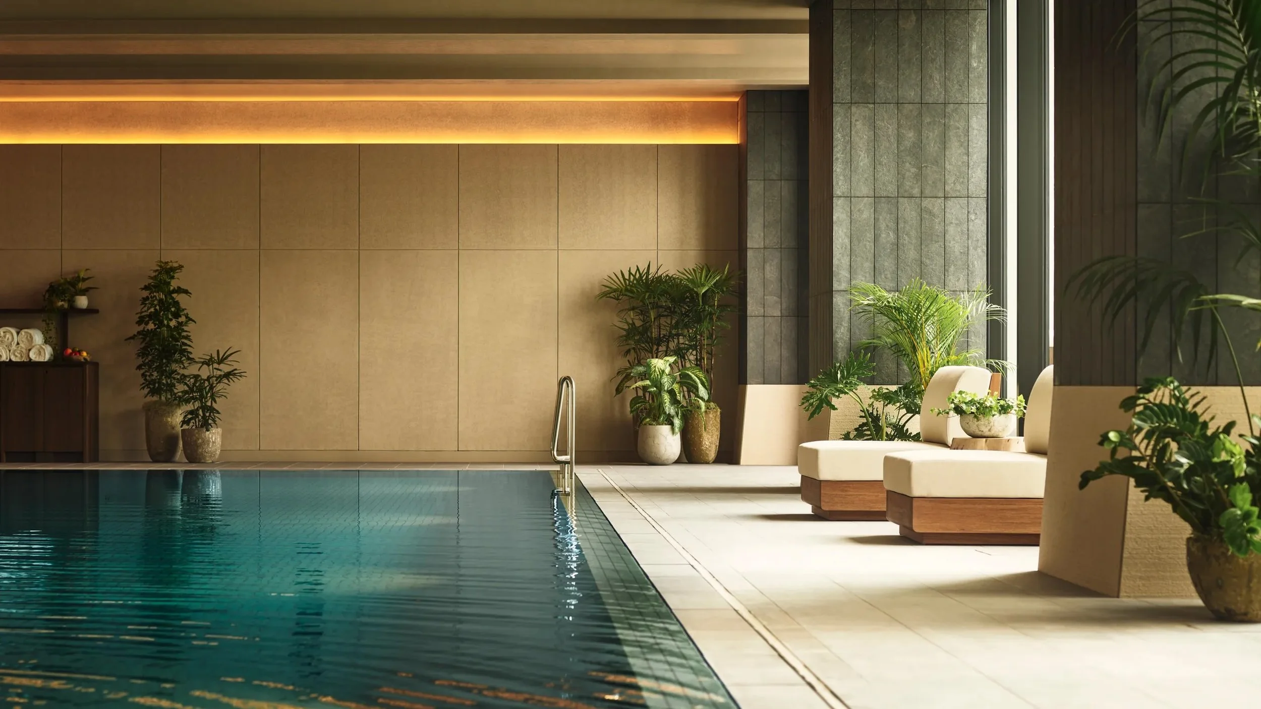 A photo of the pool and spa at 1 Hotel Tokyo, luxury hotel, Amina Dearmon, New Orleans