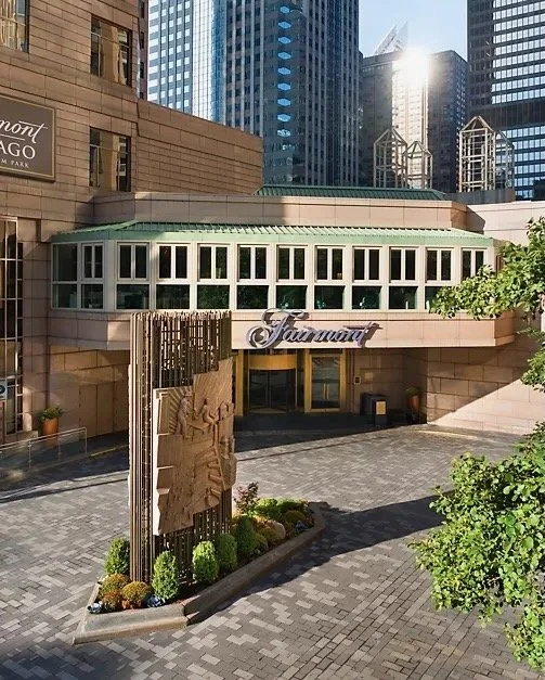 A photo of entrance at the Fairmont Chicago, preferred partner, Amina Dearmon, New Orleans