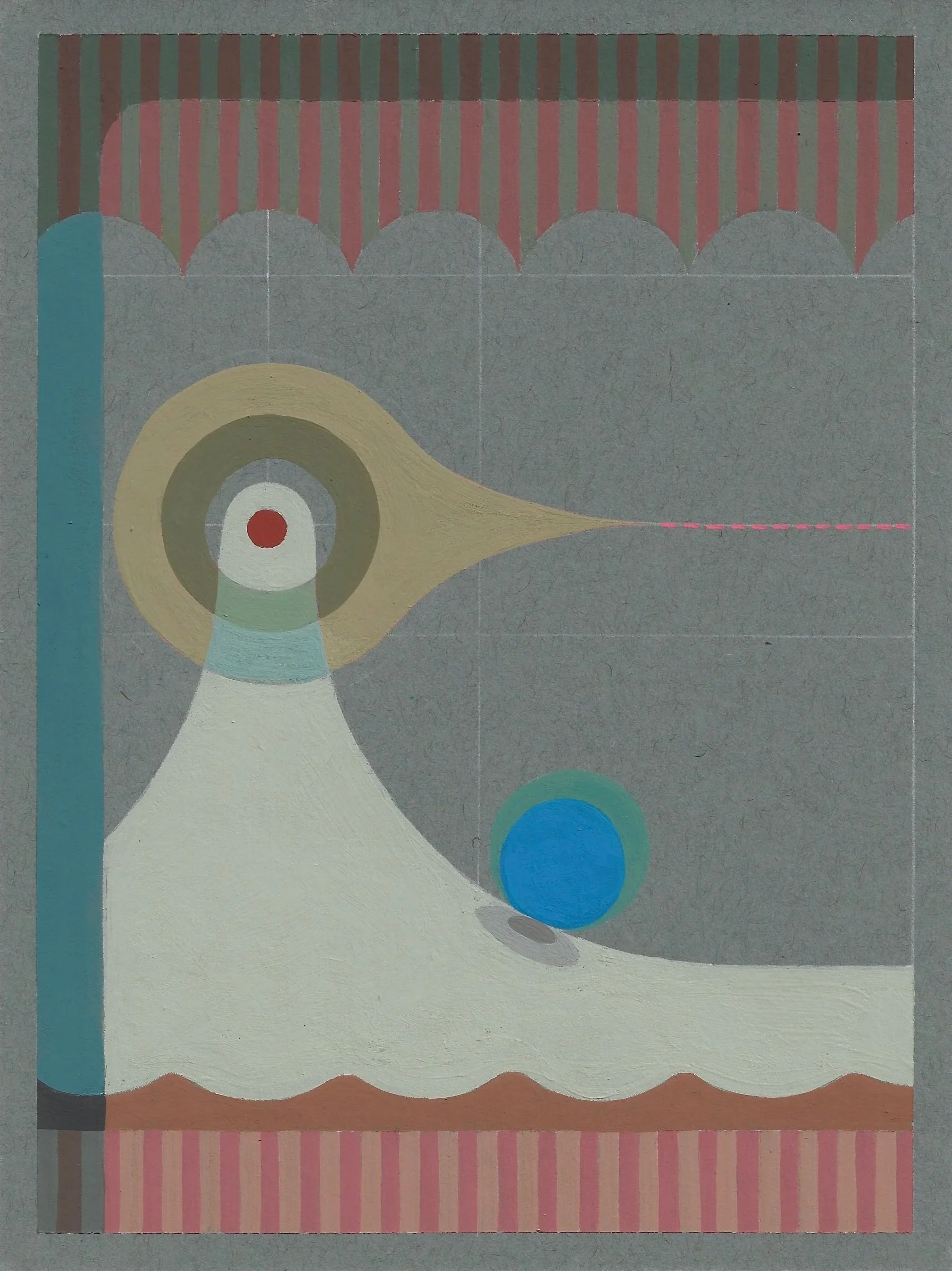 Mouse Talk (After Mouse Talk), 2026,
Gouache and white charcoal on toned paper (Triptych),
Panel 1/3, 6x8
