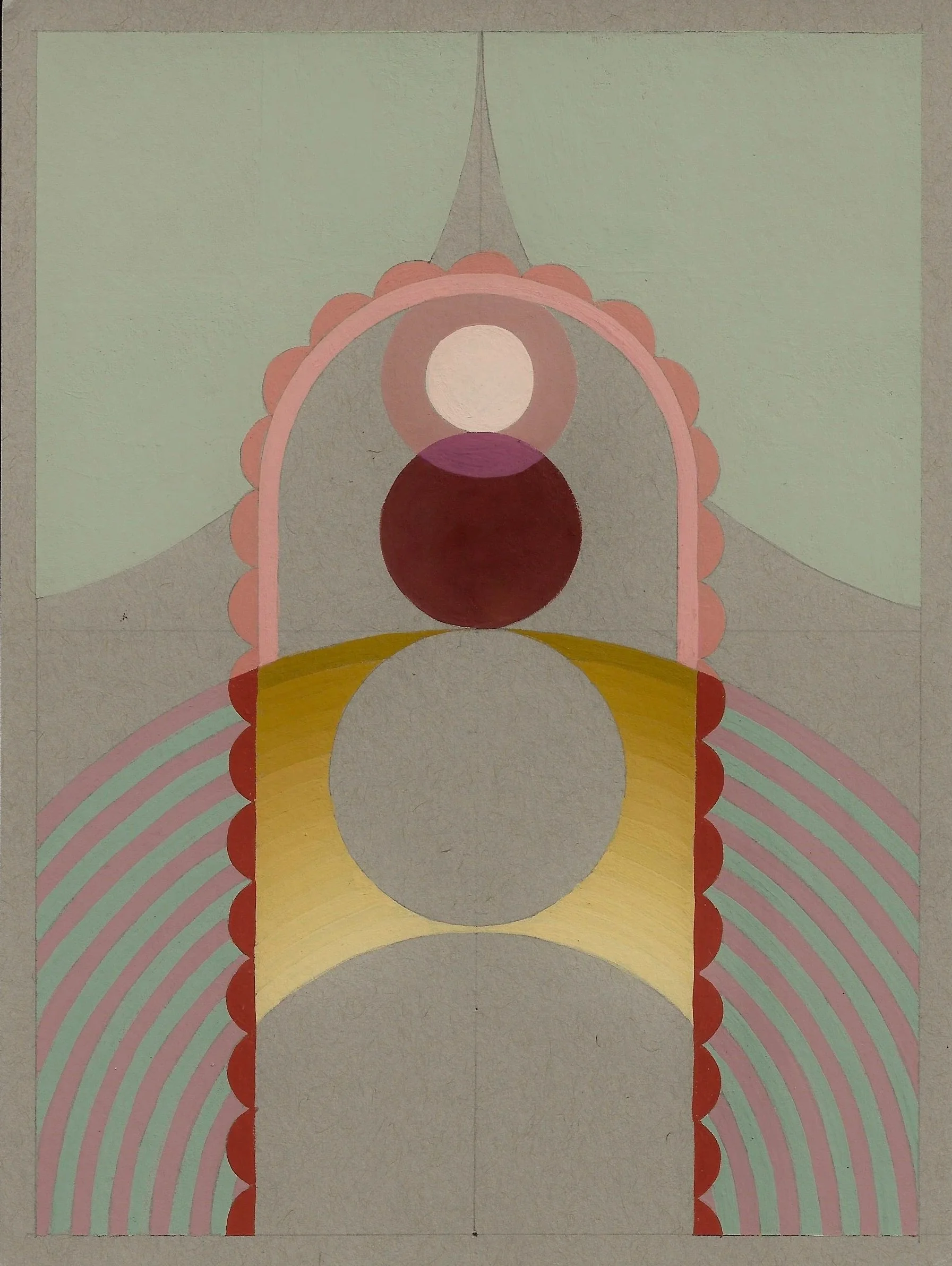 Pod Series V. 1, 2026, gouache and graphite on toned paper, 6x8 in.