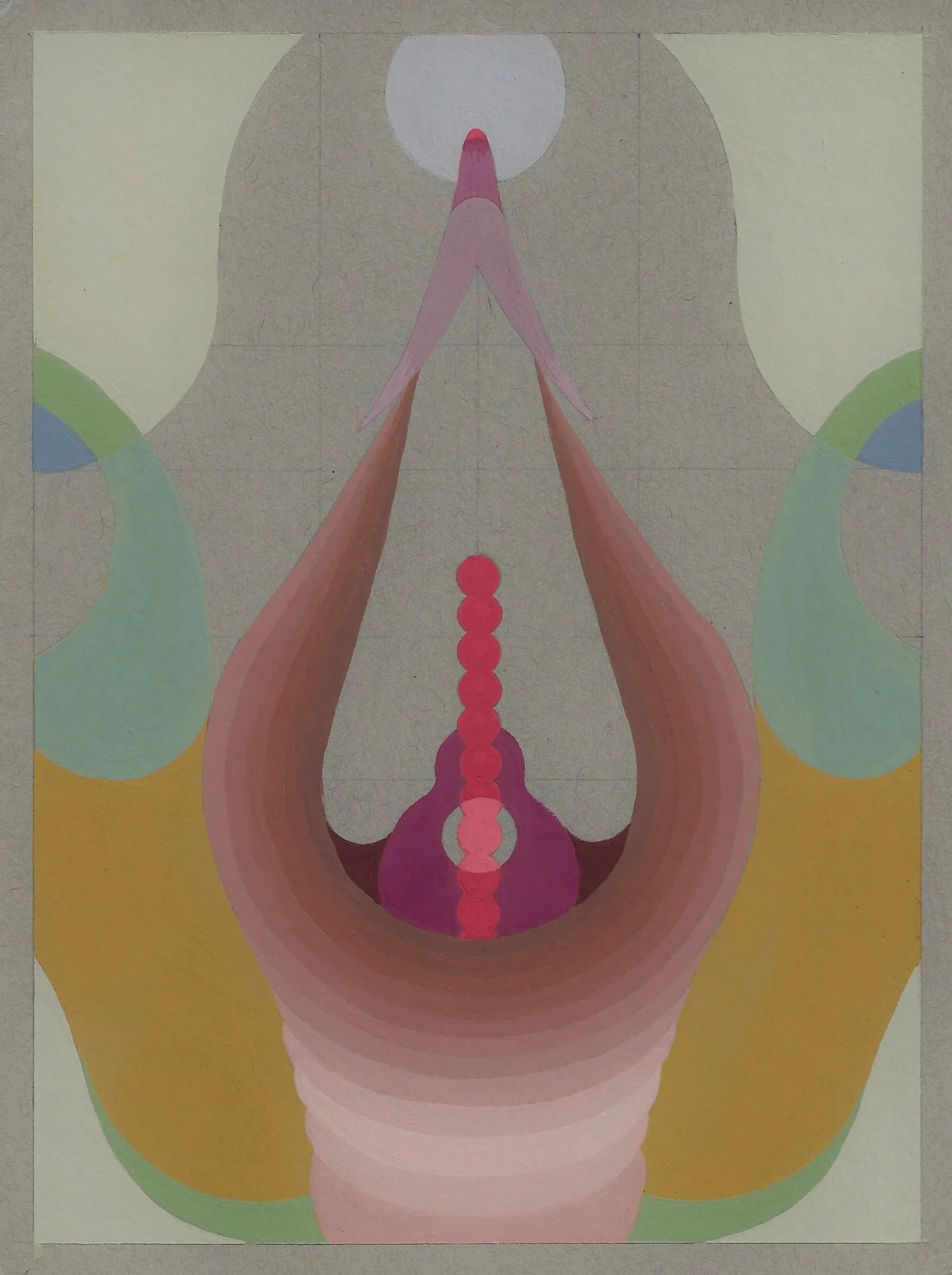 Pod Series V. 2, 2026, gouache and graphite on toned paper, 6x8 in.