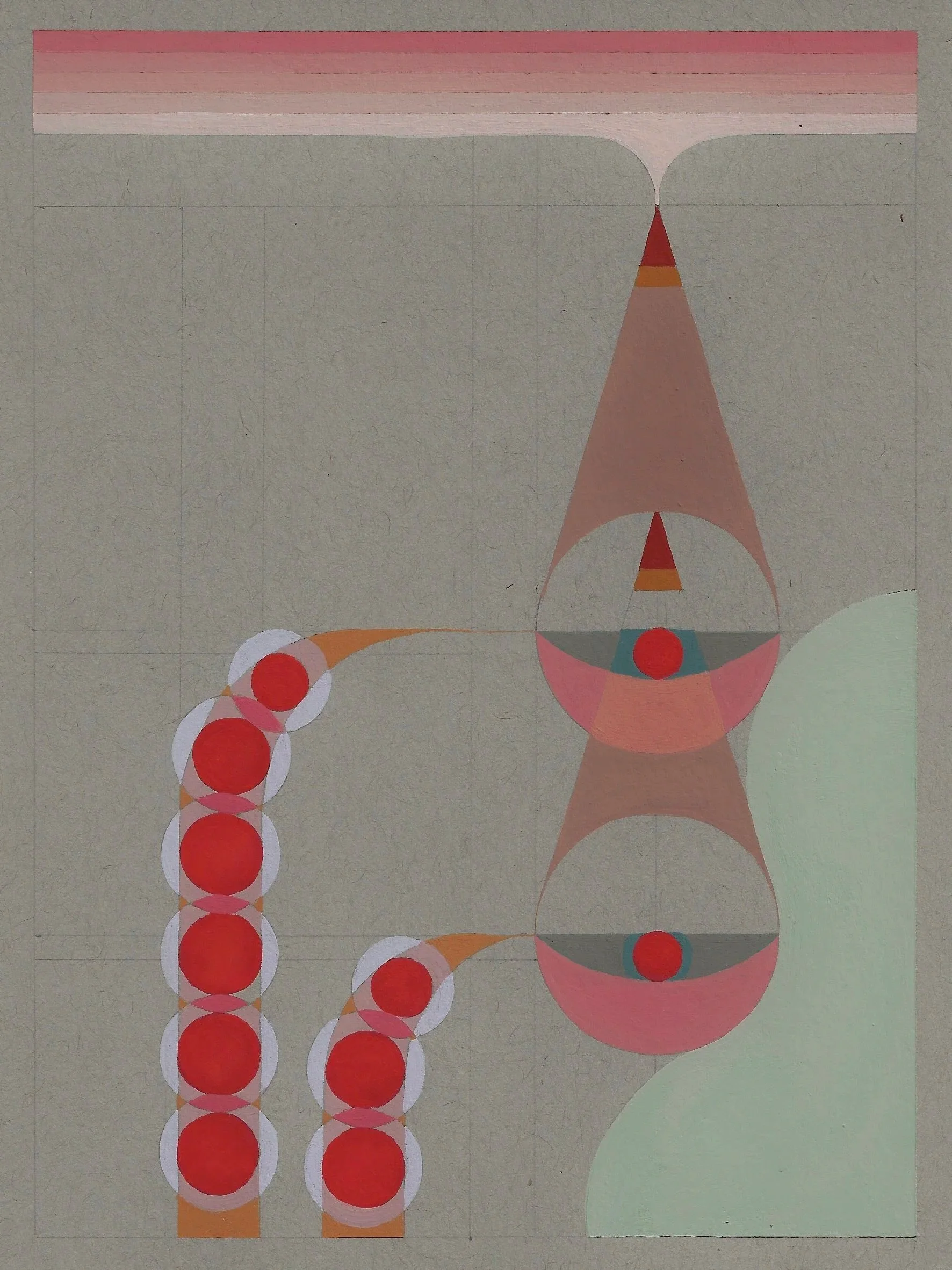 Pod Series V. 3, 2026, gouache and graphite on toned paper, 6x8 in.