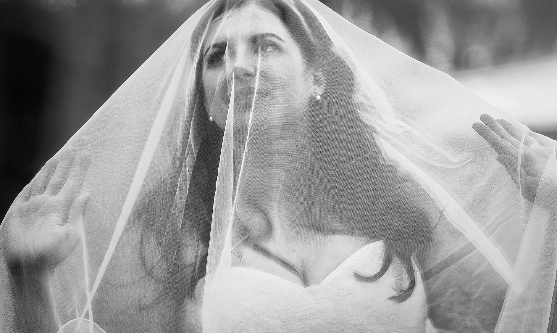 fine art photo of a bride black and white wedding photography